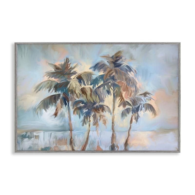Stupell Cool Palm Trees Sunrise Framed Giclee Art Design By Ramona Murdock - 18 x 12 - Grey