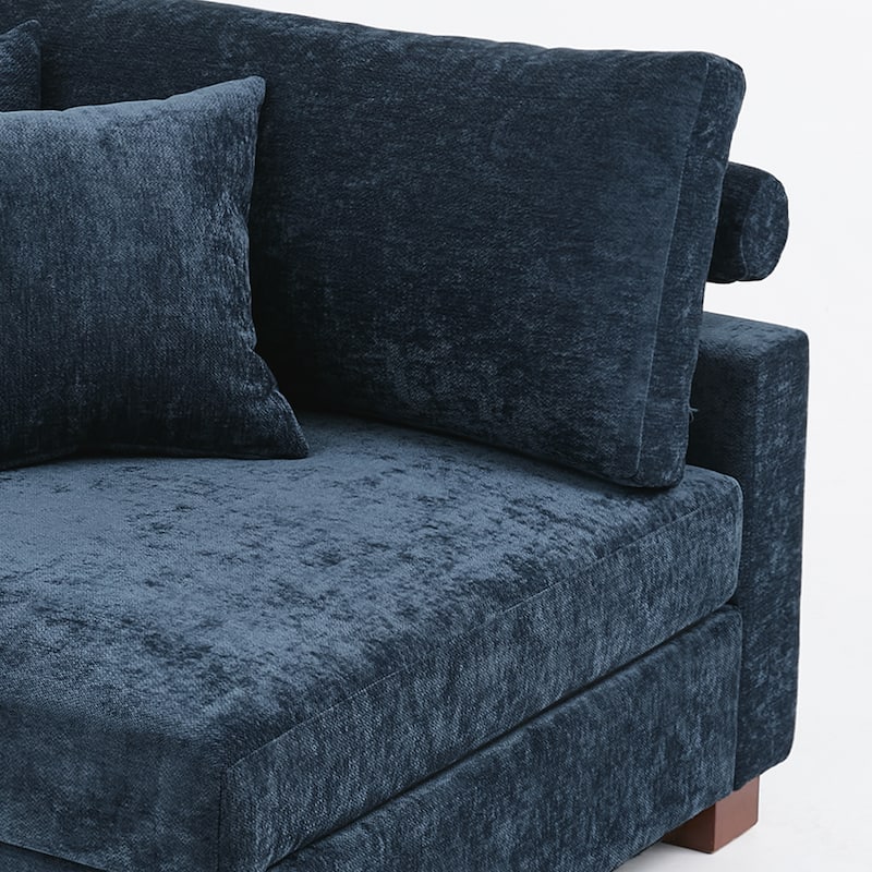 41" W Modern Chenille Corner Arm Accent Chair Sectional Module with Pillows
