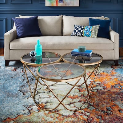 Olomouc Champagne Gold Finish Coffee Table with Smoked Glass Top by iNSPIRE Q Bold