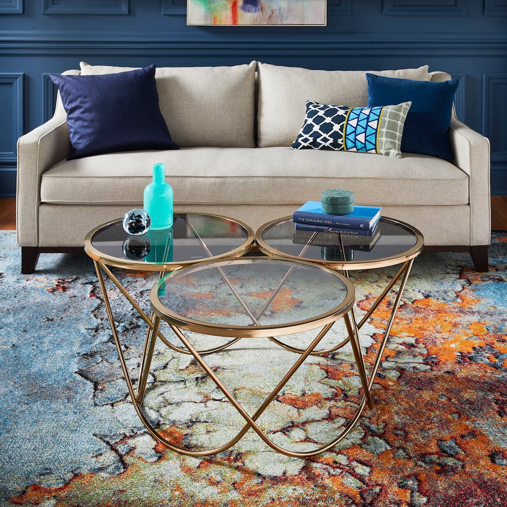 Olomouc Champagne Gold Finish Coffee Table with Smoked Glass Top by iNSPIRE Q Bold