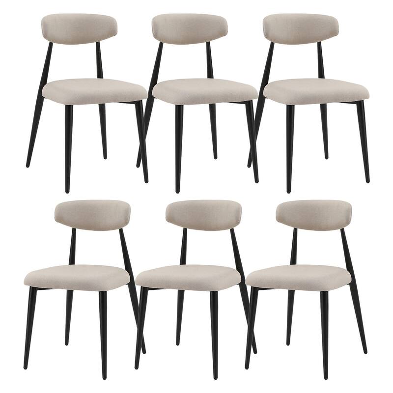 Modern Upholstered Curved Backres Dining Chairs with Metal Frame