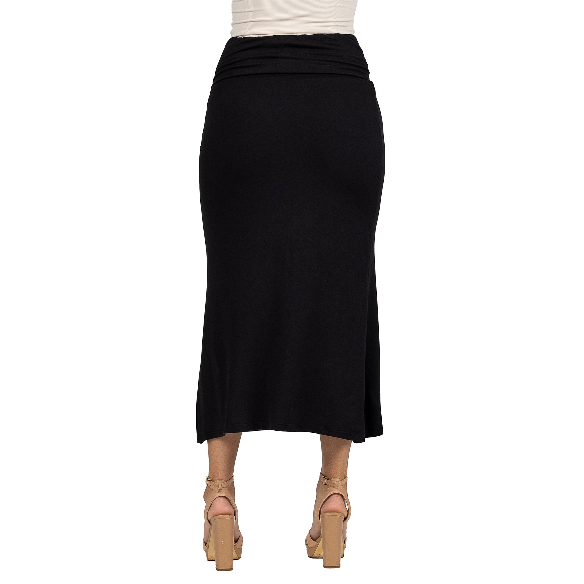 24seven Comfort Apparel Womens Comfortable Foldover Maxi Skirt