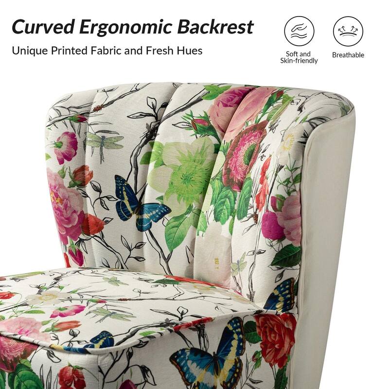 Almira Contemporary Upholstered Armless Side Chair with Tufted Back Set of 2 by HULALA HOME