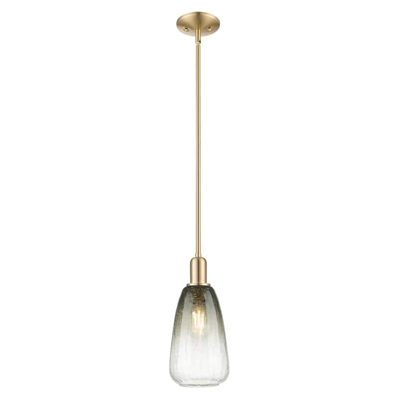 Innovations Lighting Downtown Urban - Brookhaven Almond - 1 Light 6" Stem Hung Mini Pendant - Champagne Bronze/Slate Shade