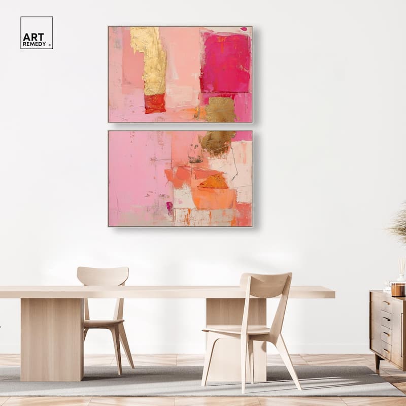 Petal Patchwork I Canvas Set of 2 by Art Remedy