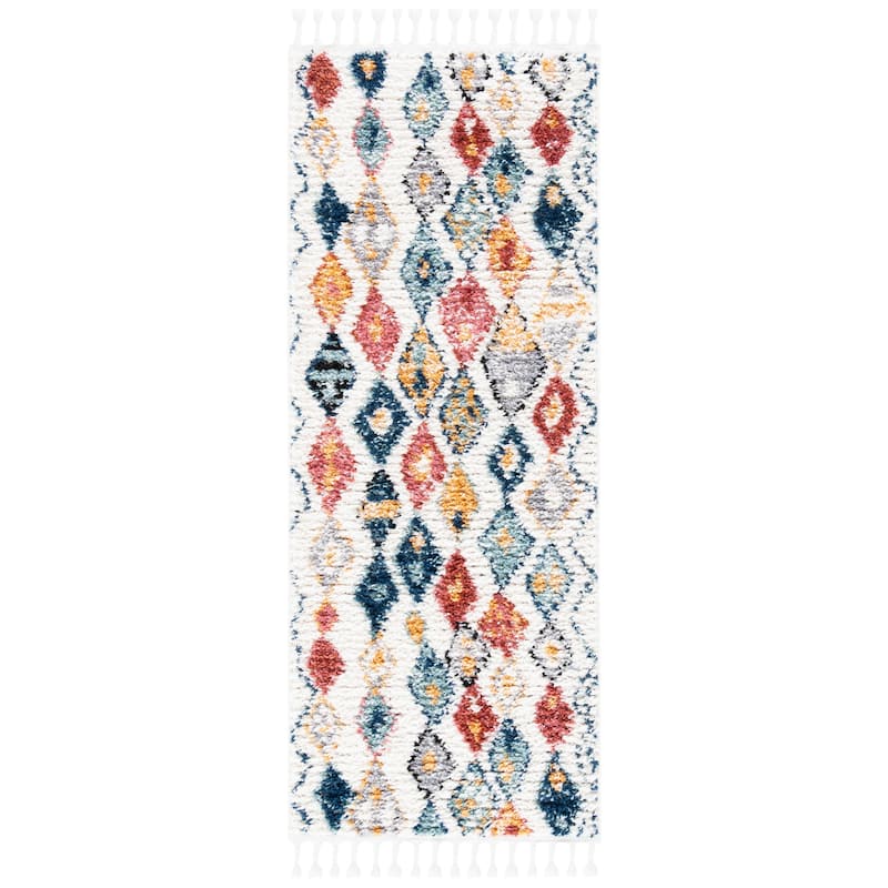 SAFAVIEH Morocco Bohemian & Eclectic Vlasta Tribal Cream/Multi Polyester Rug - 2' x 5' - Ivory/Multi