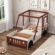 preview thumbnail 2 of 7, Car-Shaped Twin Bed for Kids with Playful Design and Safe Low Frame, White + Orange