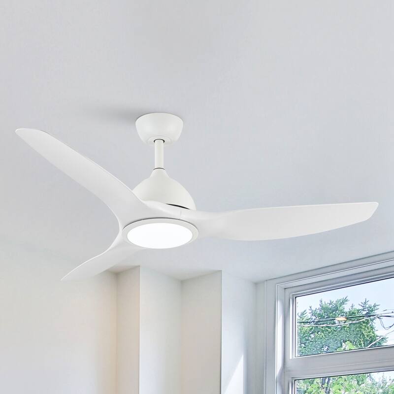 52" Modern White ABS 3-blade Propeller Ceiling Fan with Light and Remote