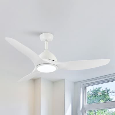 52" Modern White ABS 3-blade Propeller Ceiling Fan with Light and Remote