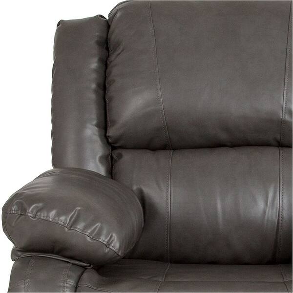 Shop Offex Contemporary Gray Leather Recliner With Padded Arms And