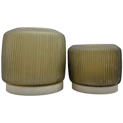 Set of 2 Decorative Handmade Glass Earthy Elegance Vase in Brown