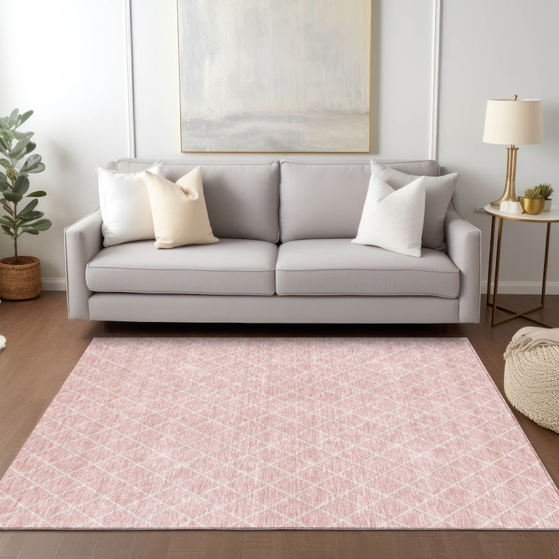 Machine Washable Indoor/ Outdoor Chantille Diamond Trellis Rug