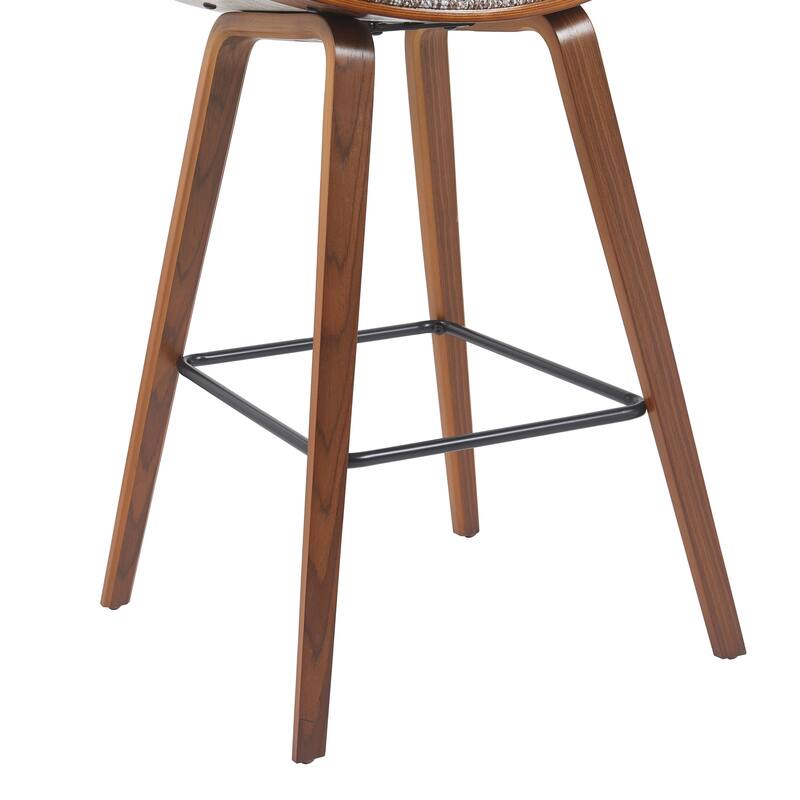 Fox Mid-Century Bar Stool, Upholstered Counter Height Chair with Bentwood Legs