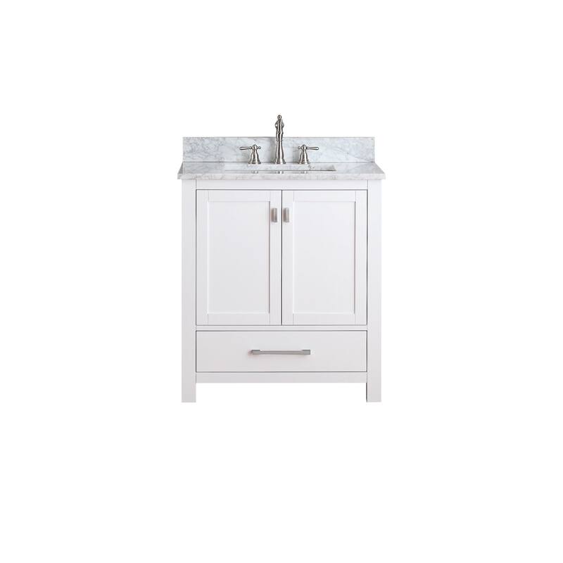 Avanity Modero 31-inch Single Vanity in White Finish with Sink and Top - 31"W x 22"D x 35"H - Antique White