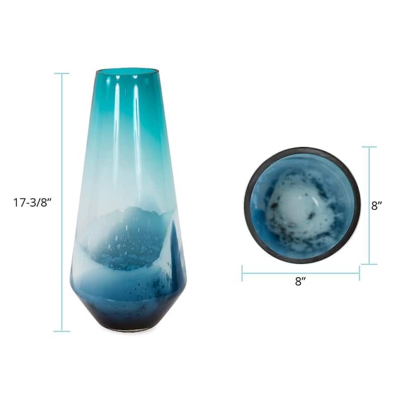 Allan Andrews Handmade Contemporary Blue Waves Glass Vase