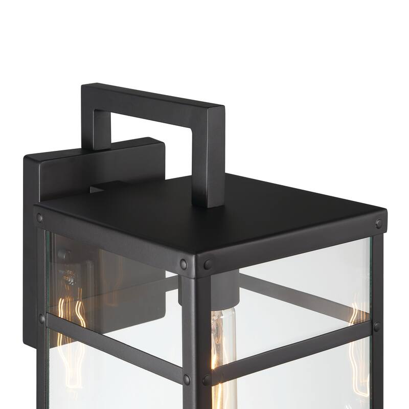 Blake Metal and Clear Glass Paneled Wall Mounted Outdoor Light - 8.5"L x 6.5"W x 14.4"H