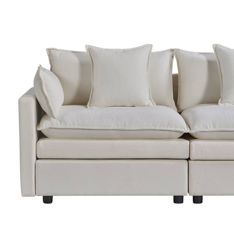 108.66" L-Shaped 4-Seater Sectional Sofa with Convertible Chaise and Ottoman, Spacious Cloud Couch Design