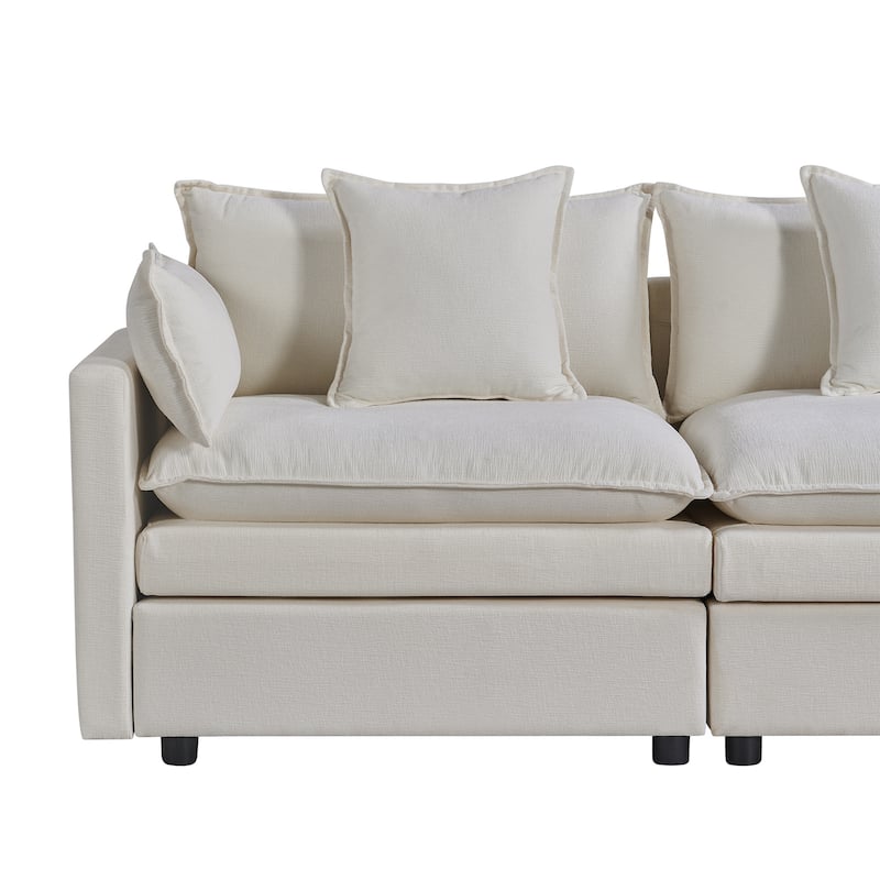108.66" L-Shaped 4-Seater Sectional Sofa with Convertible Chaise and Ottoman, Spacious Cloud Design