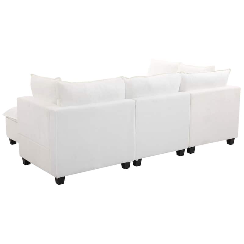 U-Shaped Chenille Sectional Sofa Set Modular Couch w/ Coffee Table