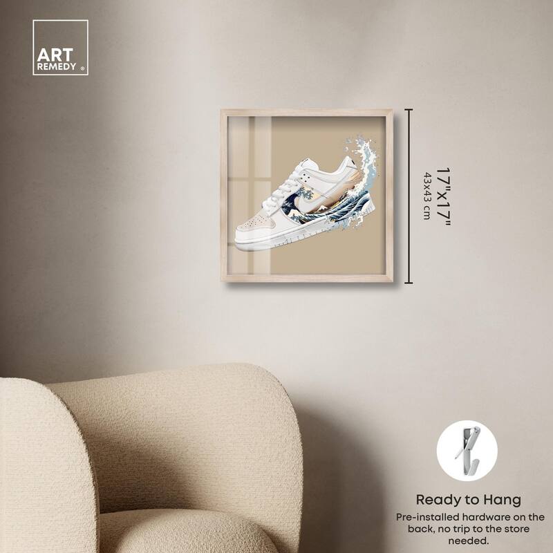 Great Wave Sneaker Splash Shadowbox by Art Remedy