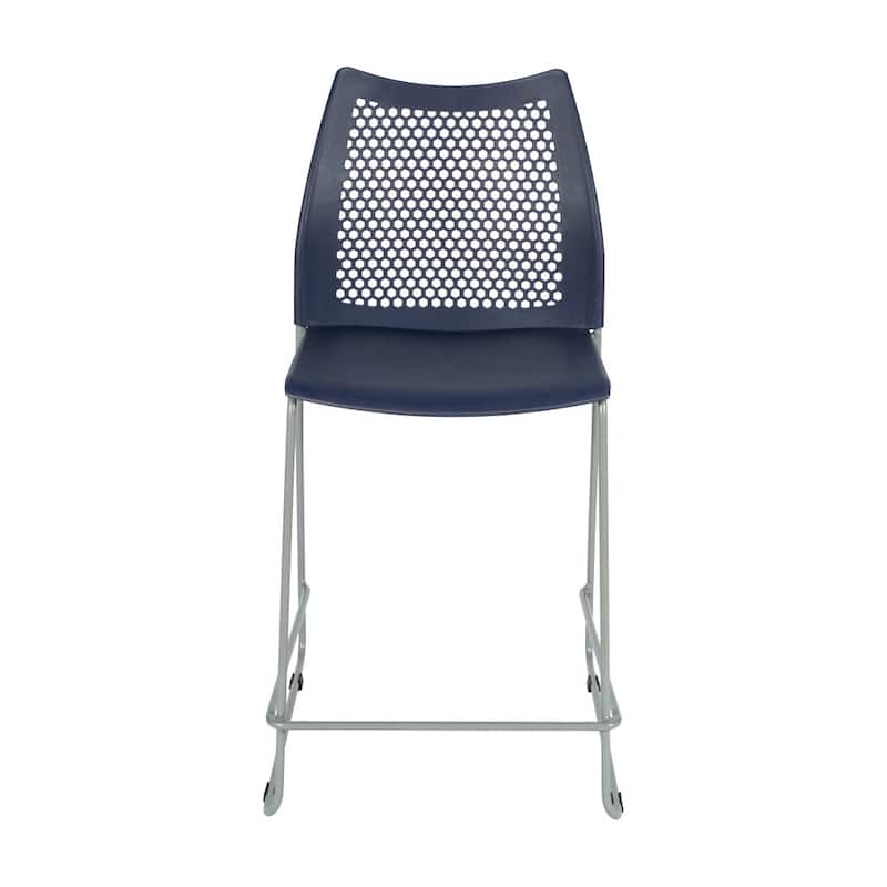 3 Pack Stackable Sled Base Counterstool with Vented Back and Integrated Footrest - 19.75"W x 22"D x 37.5"H