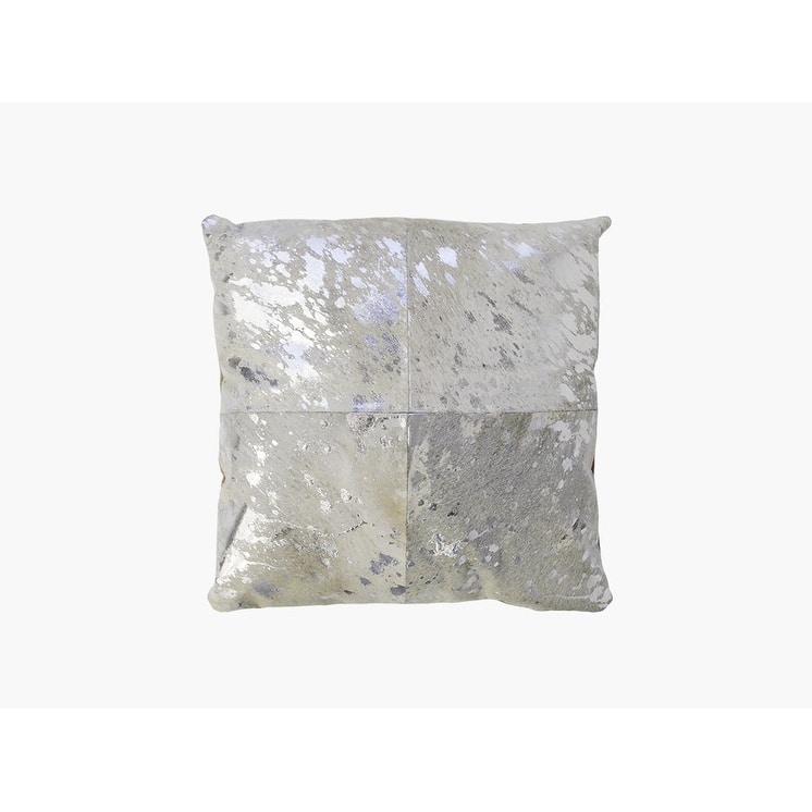 Pasargad Home Forest Collection Cowhide Silver Pillow