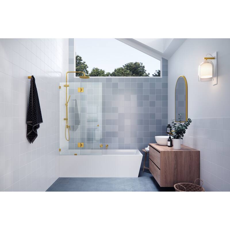Glass Warehouse GW-B-GH-34 Halo 58" High x 34" Wide Hinged Frameless