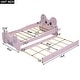 preview thumbnail 4 of 5, Twin Size Platform Bed with Trundle Bed, Panel Bed with Cartoon Headboard, No Box Spring Needed, Wood Slats Support, Pink