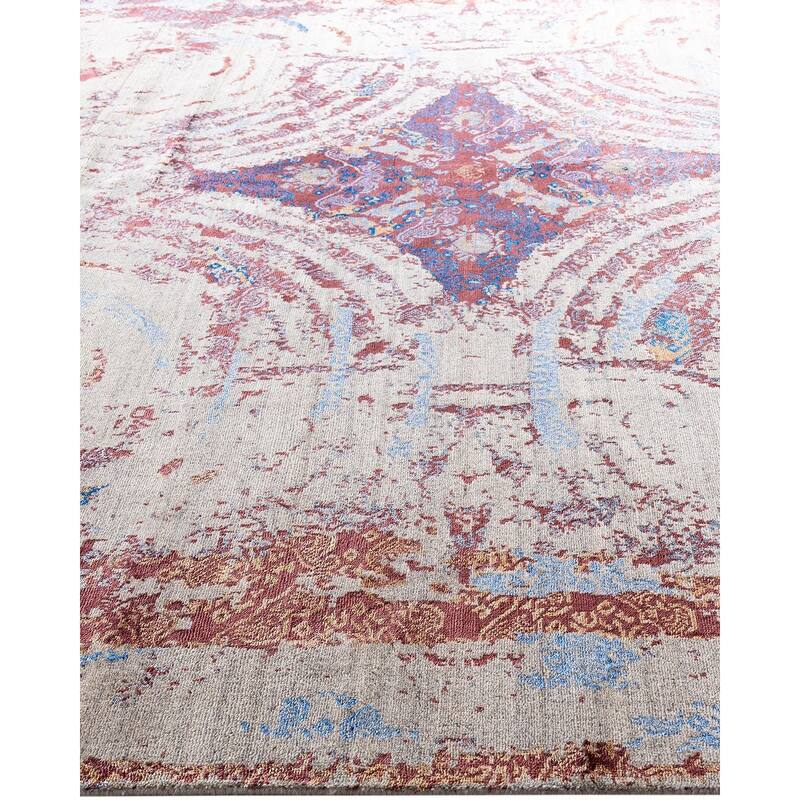 Ikat One-of-a-Kind Hand-Knotted Area Rug, Ivory - 9' 3" x 12' 2"