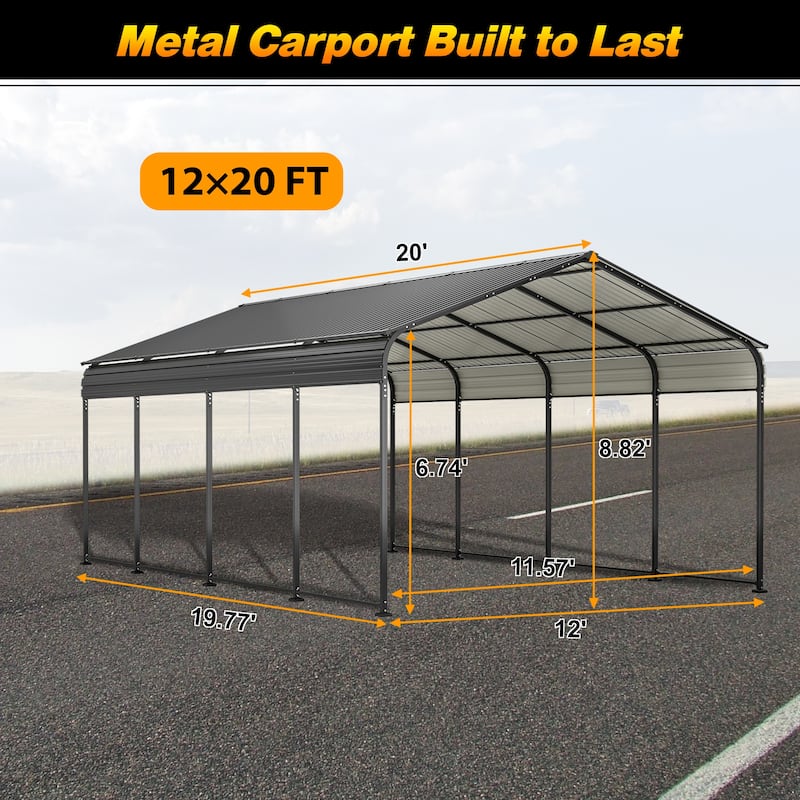 GDFStudio - Oliver Heavy Duty Outdoor Metal Carport with Waterproof Tarpaulin and Reinforced Base