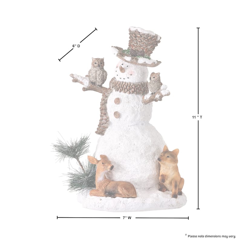 11" Resin Forest Snowman W/Friends