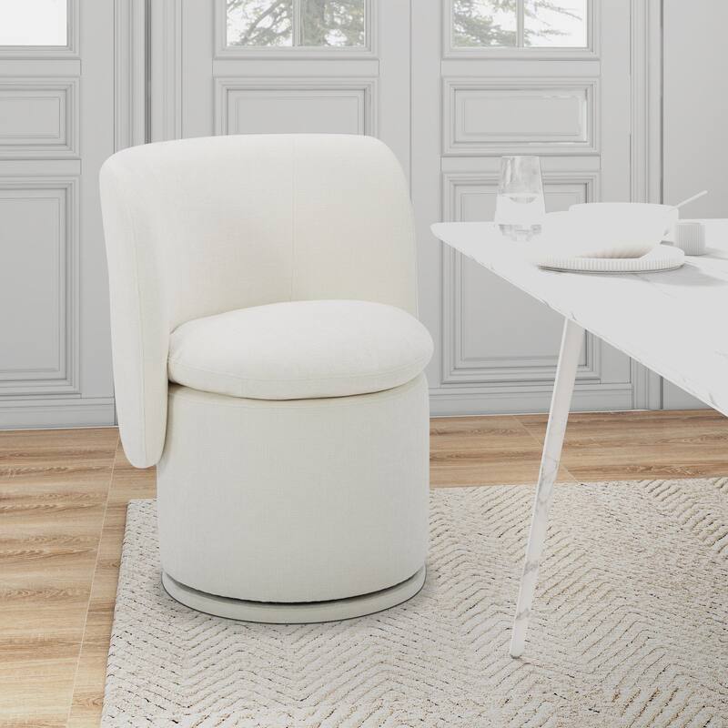 Divani Casa Norris Modern Ivory Fabric Swivel Dining Chair