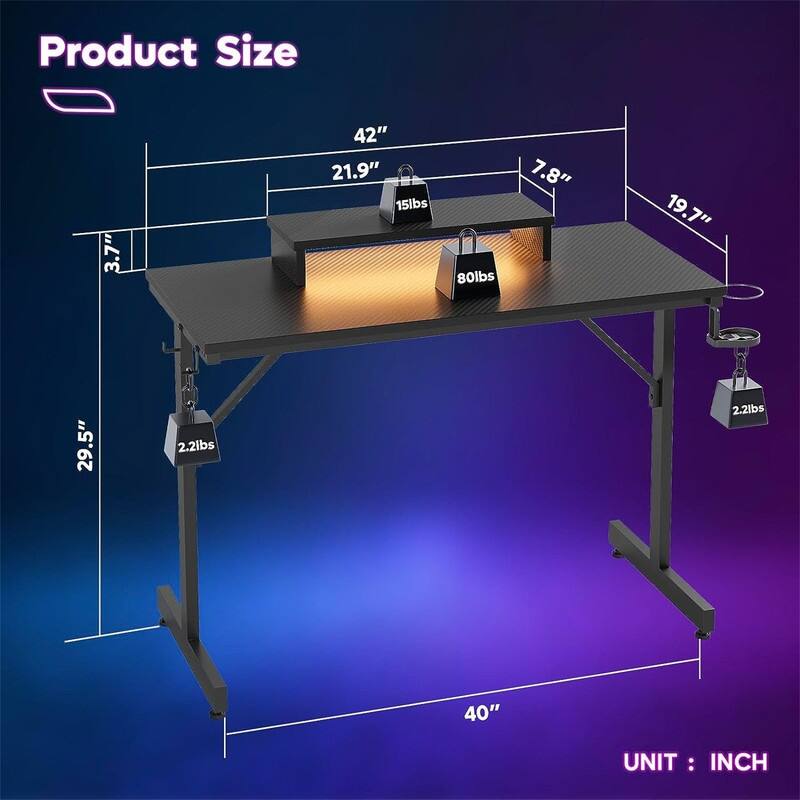 Small Gaming Desk with Monitor Stand