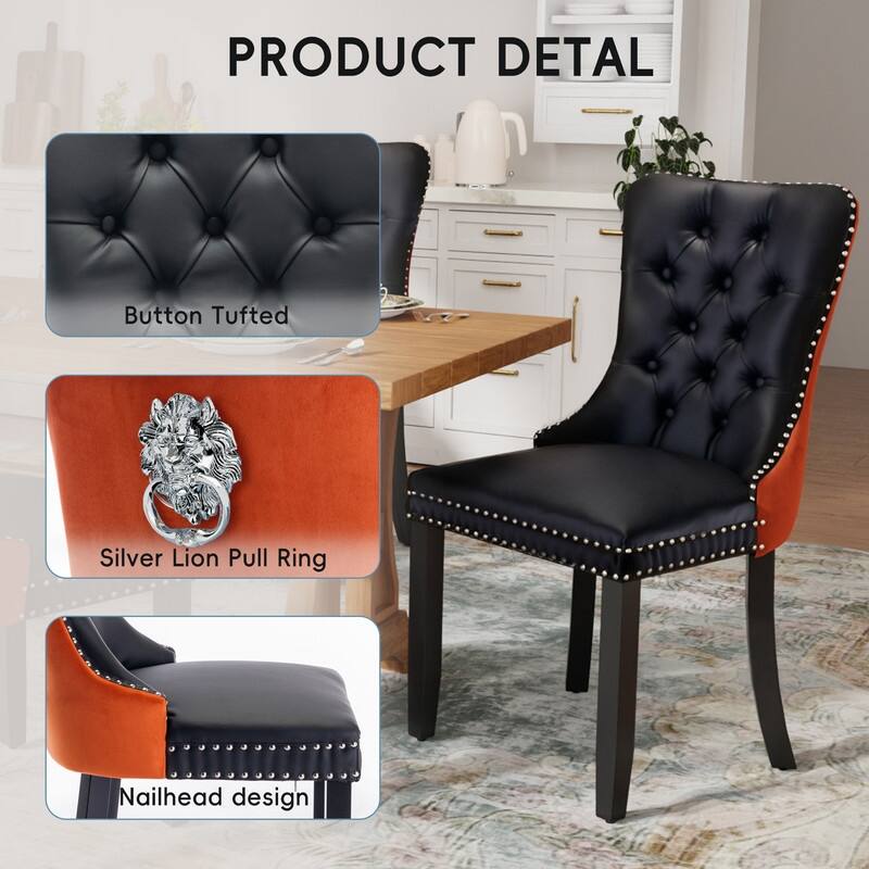 Tufted Naliheads Solid Wood Upholstered Dining Chairs (Set of 4)