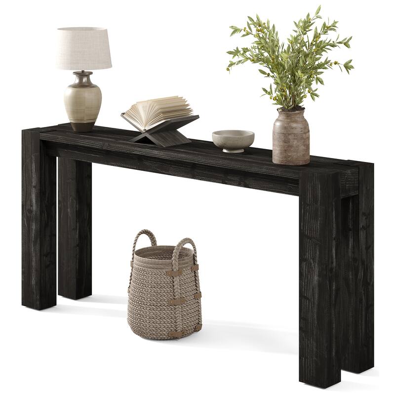 Solid Wood Console Table 70.9-Inch Long Narrow Sofa Table Behind Couch