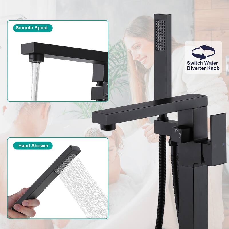 WOWOW Single-Handle Freestanding Tub Faucet with Handheld Shower