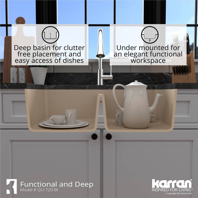 Karran Undermount Quartz Double Bowl Kitchen Sink