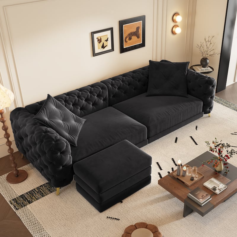 GDFStudio - Velvet 97.7" 3-in-1 Convertible Sleeper Sofa with Pull-Out Bed
