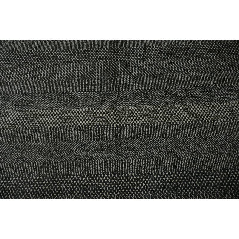 Hand Knotted Oriental 100% Wool Carpet Modern Geometric Greys & Charcoal Contemporary Area Rug - 8' 2'' X 4' 11''