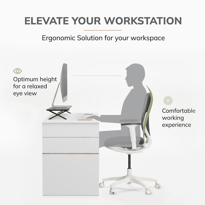 Jani Wood Monitor Stand Riser Desk - Ergonomic Design Stand, Desktop Organizer Table for Home, Office Workspace, Gaming Desk