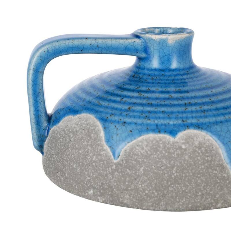4" Blue And Gray Ceramic Bud Jug Vase - 7.30