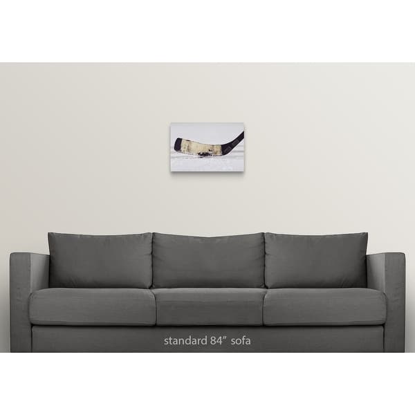 Shop Ice Hockey Stick And Puck Close Up Canvas Wall Art On