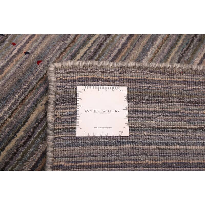 ECARPETGALLERY Hand Loomed Kashkuli Gabbeh Grey Wool Rug - 5'0 x 7'10