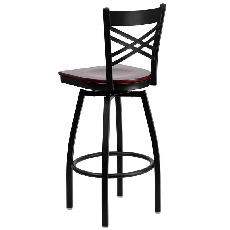 2 Pack ''X'' Back Swivel Metal Barstool - 16.5"W x 20.5"D x 44.5"H - 16.5"W x 20.5"D x 44.5"H