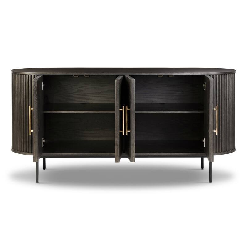 Poly & Bark Noir 65" American Oak Sideboard with Brass Handles