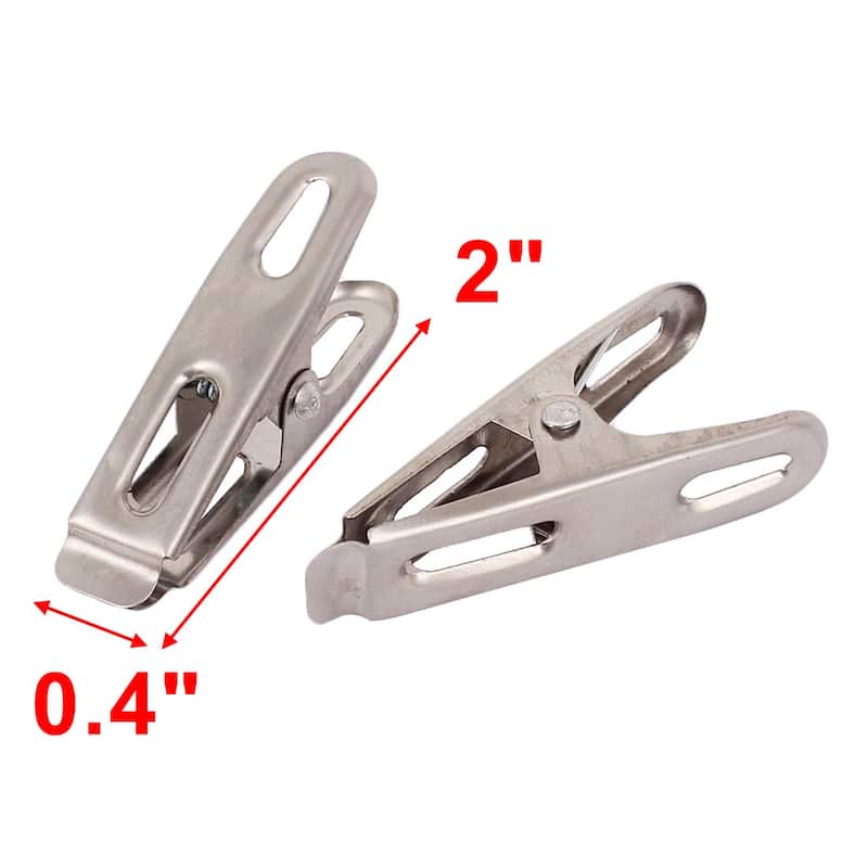 20 Pcs Stainless Steel Nonslip Multipurpose Clothing Clothespins Clips - Silver Tone - 2" x 0.4" x 0.9"(L*W*T)