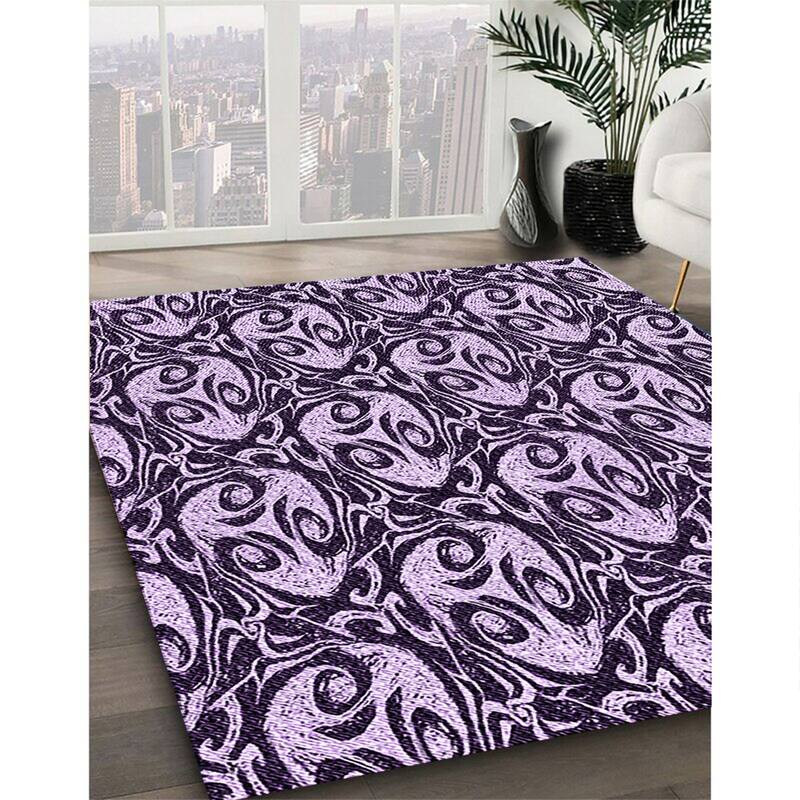 Ahgly Company Machine Washable Transitional Dark Purple Area Rugs Bed