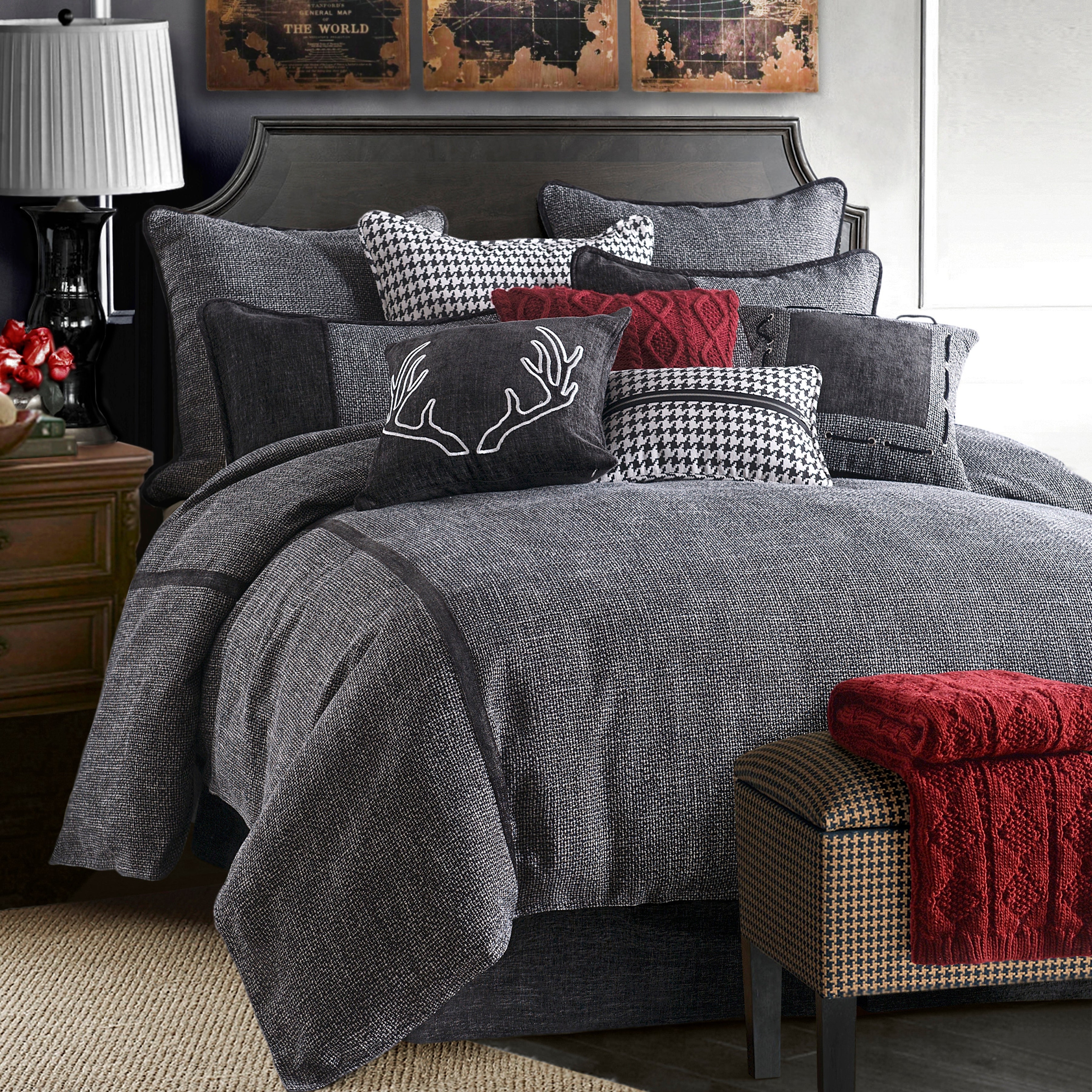 HiEnd Accents Hamilton Chenille Tweed Comforter Set, 4PC