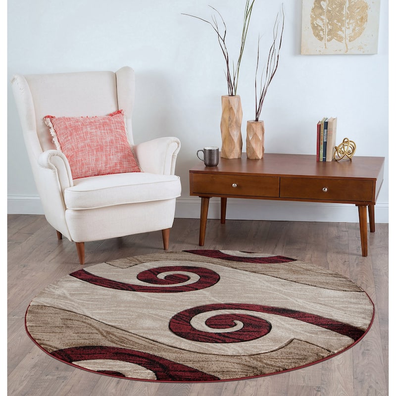 Orelsi Red/Beige/Brown Polyester Area Rug