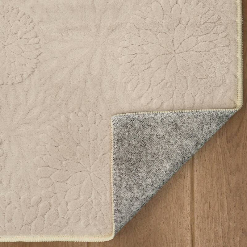 Mcow High-Low Textured Plush Washable Non-Slip Area Rug